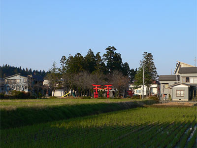 小千谷市桜町の伊米神社遠景