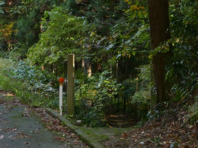 村上市下渡の熊野神社参道入り口